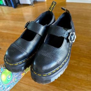 Addina Flower Buckle Leather Platform Shoes